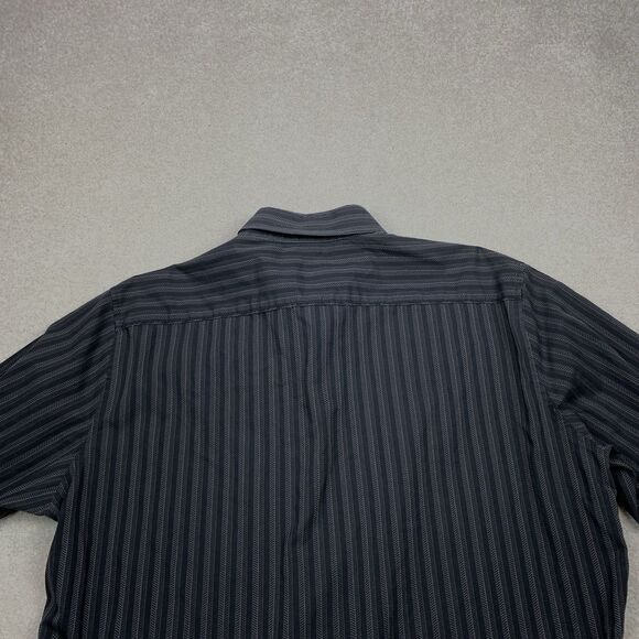 7 Diamonds Shirt Men XXL Button Up Long Sleeve Black Striped - Picture 7 of 14